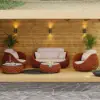 Cocaro Weave Round Smokeless Propane Fire Pit in Orange