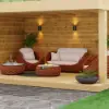 Cocaro Weave Round Smokeless Propane Fire Pit in Orange