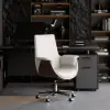 Modern White PU Leather Upholstered High Back Office Chair