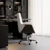 Modern White PU Leather Upholstered High Back Office Chair