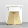 Modern 140 cm Rectangular White Rubberwood Desk with Drawer & Gold Base