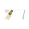 Modern 140 cm Rectangular White Rubberwood Desk with Drawer & Gold Base