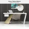 Modern 140 cm Rectangular White Rubberwood Desk with Drawer & Gold Base