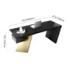 Picture of Modern 140 cm Rectangular Black Rubberwood Desk with Drawer & Gold Base