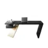 Picture of Modern 140 cm Rectangular Black Rubberwood Desk with Drawer & Gold Base