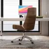 Modern White Faux Leather Swivel Executive Office Chair with Adjustable Height