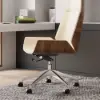 Modern White Faux Leather Swivel Executive Office Chair with Adjustable Height