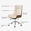 Modern White Faux Leather Swivel Executive Office Chair with Adjustable Height