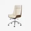 Modern White Faux Leather Swivel Executive Office Chair with Adjustable Height