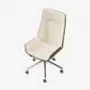 Modern White Faux Leather Swivel Executive Office Chair with Adjustable Height