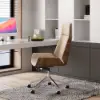 Modern Khaki Faux Leather Swivel Executive Office Chair with Adjustable Height