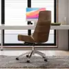 Modern Khaki Faux Leather Swivel Executive Office Chair with Adjustable Height