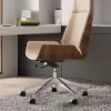 Modern Khaki Faux Leather Swivel Executive Office Chair with Adjustable Height