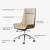 Modern Khaki Faux Leather Swivel Executive Office Chair with Adjustable Height