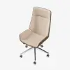 Modern Khaki Faux Leather Swivel Executive Office Chair with Adjustable Height
