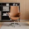 Modern Brown PU Leather Upholstered High Back Office Chair