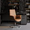Modern Brown PU Leather Upholstered High Back Office Chair