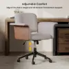 Wood & Faux Leather Office Chair - Ergonomic Adjustable Swivel (Khaki)