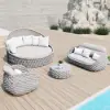 Cocaro 2-Piece Outdoor Weatherproof Daybed with Foldable Sun Canopy (220 cm) ,Gray & White