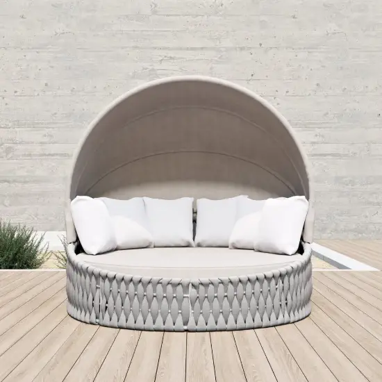 Cocaro 2-Piece Outdoor Weatherproof Daybed with Foldable Sun Canopy (191 cm) ,Gray & White
