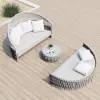 Cocaro 2-Piece Outdoor Weatherproof Daybed with Foldable Sun Canopy (191 cm) ,Gray & White