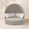 Cocaro 2-Piece Outdoor Weatherproof Daybed with Foldable Sun Canopy (191 cm) ,Gray & White