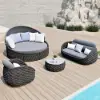 Cocaro 2-Piece Outdoor Weatherproof Daybed with Foldable Sun Canopy (220 cm) in Dark Gray