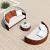 Picture of Cocaro 2-Piece Outdoor Weatherproof Daybed with Foldable Sun Canopy (220 cm) in Orange