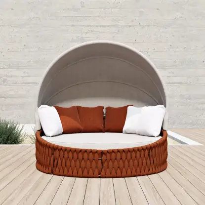 Cocaro 2-Piece Outdoor Weatherproof Daybed with Foldable Sun Canopy (191 cm) in Orange