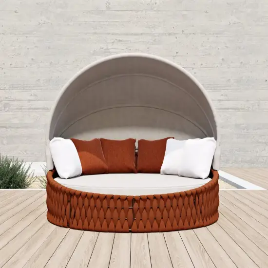 Cocaro 2-Piece Outdoor Weatherproof Daybed with Foldable Sun Canopy (191 cm) in Orange