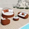 Cocaro 2-Piece Outdoor Weatherproof Daybed with Foldable Sun Canopy (191 cm) in Orange