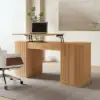 Velign 60" Natural Standing Office Desk with 2-Door Storage Cabinet