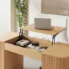 Velign 60" Natural Standing Office Desk with 2-Door Storage Cabinet