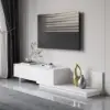 Fero White Extendable TV Stand with 2 Drawers(120 - 200 cm)