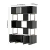 Picture of Glossy Black Sliding Door Etagere Bookshelf 5-Shelf Tall Book Shelf Rich Storage-170 cm