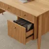 Mid Century Modern 163 cm Rectangular Natural Wood Desk with 6 Drawers