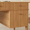 Mid Century Modern 163 cm Rectangular Natural Wood Desk with 6 Drawers
