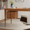 Mid-Century Modern 140 cm Rectangular Natural Ash Wood Desk with 3 Drawers