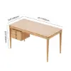 Mid-Century Modern 140 cm Rectangular Natural Ash Wood Desk with 3 Drawers