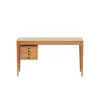 Mid-Century Modern 140 cm Rectangular Natural Ash Wood Desk with 3 Drawers