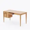 Mid-Century Modern 140 cm Rectangular Natural Ash Wood Desk with 3 Drawers
