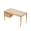 Mid-Century Modern 140 cm Rectangular Natural Ash Wood Desk with 3 Drawers