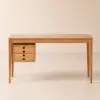 Mid-Century Modern 140 cm Rectangular Natural Ash Wood Desk with 3 Drawers