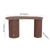 Modern 110 cm Curved Walnut Wood Desk with 3 Drawers & Fluted Double Pedestal Base