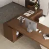 Modern 180 cm L-Shaped Walnut Executive Desk with Right Hand Return