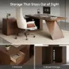Modern 180 cm L-Shaped Walnut Executive Desk with Left Hand Return
