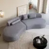 Picture of 278 cm 2-Piece Curved Velvet Sectional Sofa with Pillows
