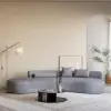 Picture of 278 cm 2-Piece Curved Velvet Sectional Sofa with Pillows