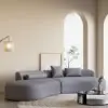 Picture of 278 cm 2-Piece Curved Velvet Sectional Sofa with Pillows