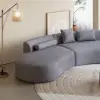 Picture of 278 cm 2-Piece Curved Velvet Sectional Sofa with Pillows
